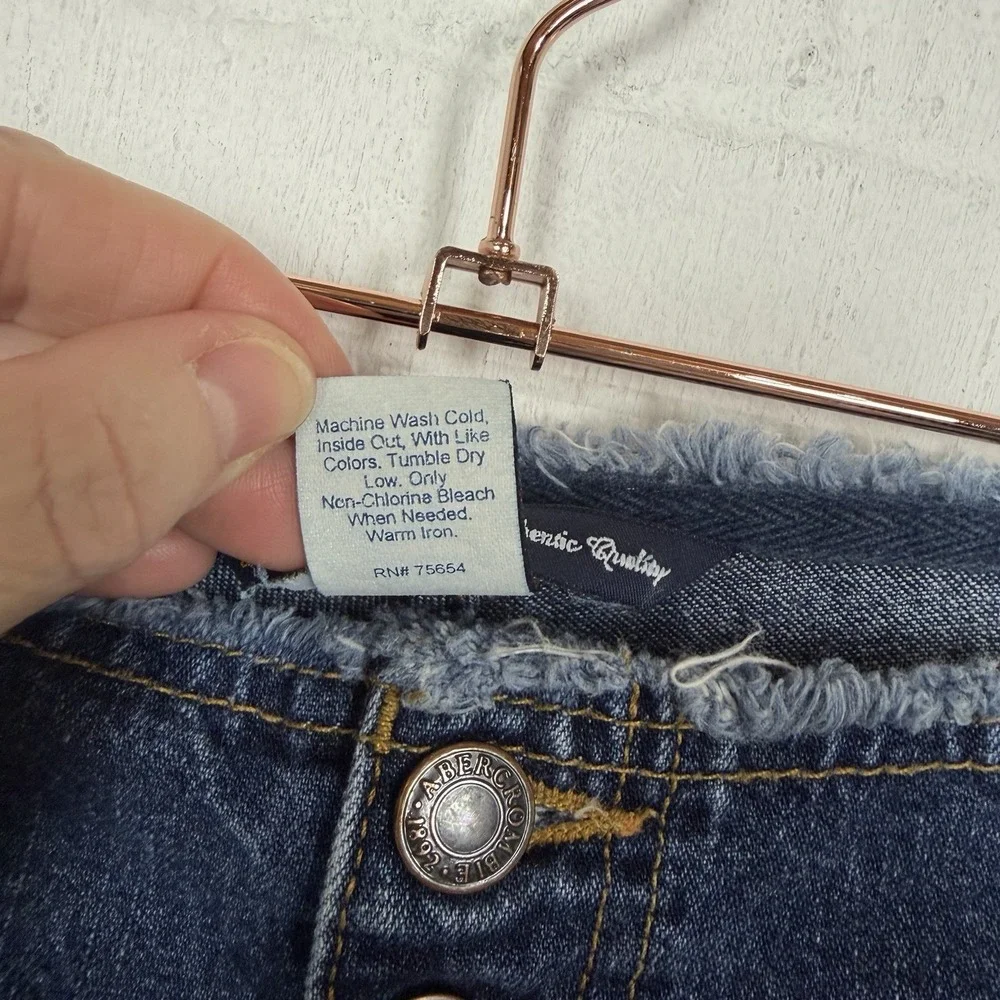 VTG Abercrombie Fitch Low‎ Rise Jeans Raw Waist Flare Button Fly Hippie Indie 12